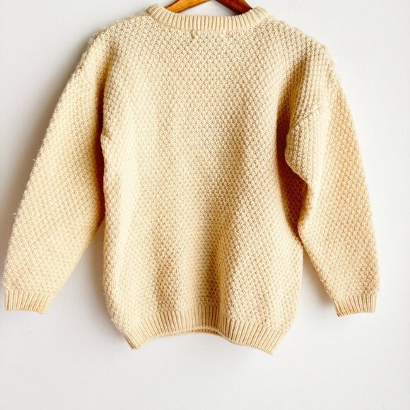 Vintage Highland Home Industries Ivory Wool Floral Chunky Sweater S - Picture 5 of 5